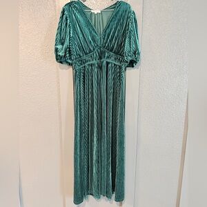 Amazon Green Velvet Maxi Dress Size L